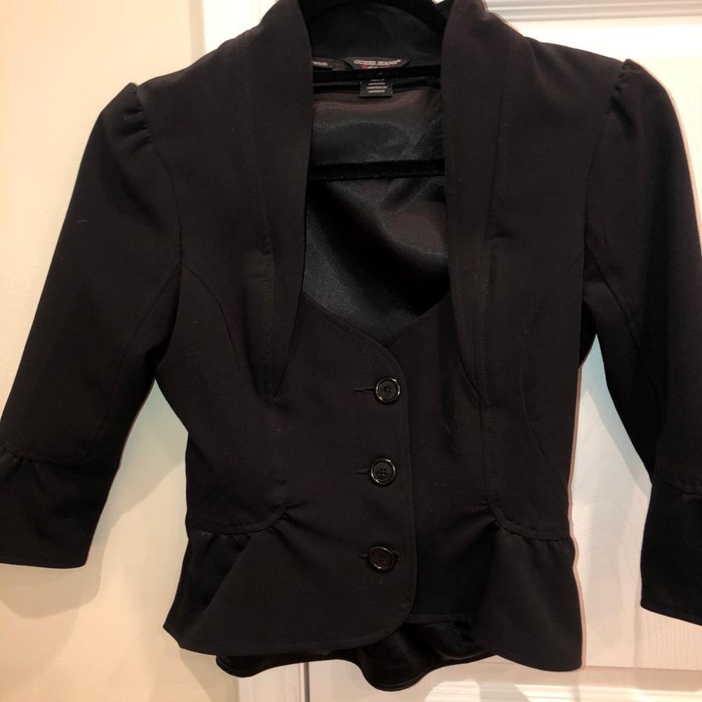 Guess jeans black cropped jacket size small